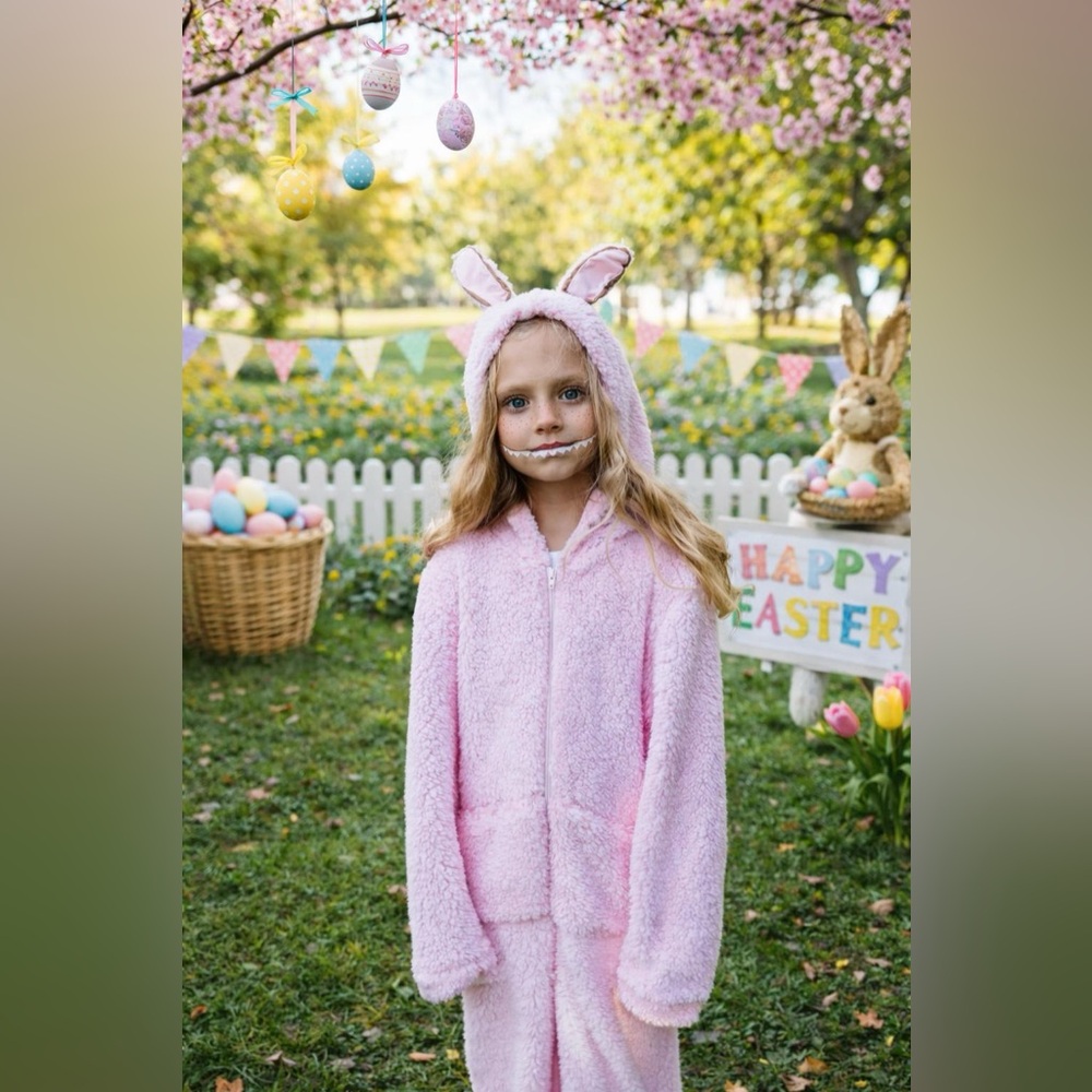 Pink plush monster Labubu costume, Easter Bunny Outfit for Girls - Picture 3 of 5